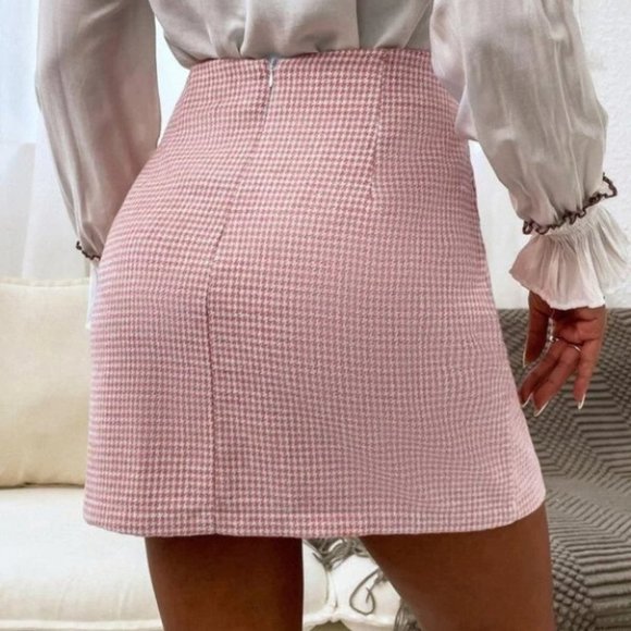 Houndstooth Mini Skirt - Pink - Picture 4 of 5